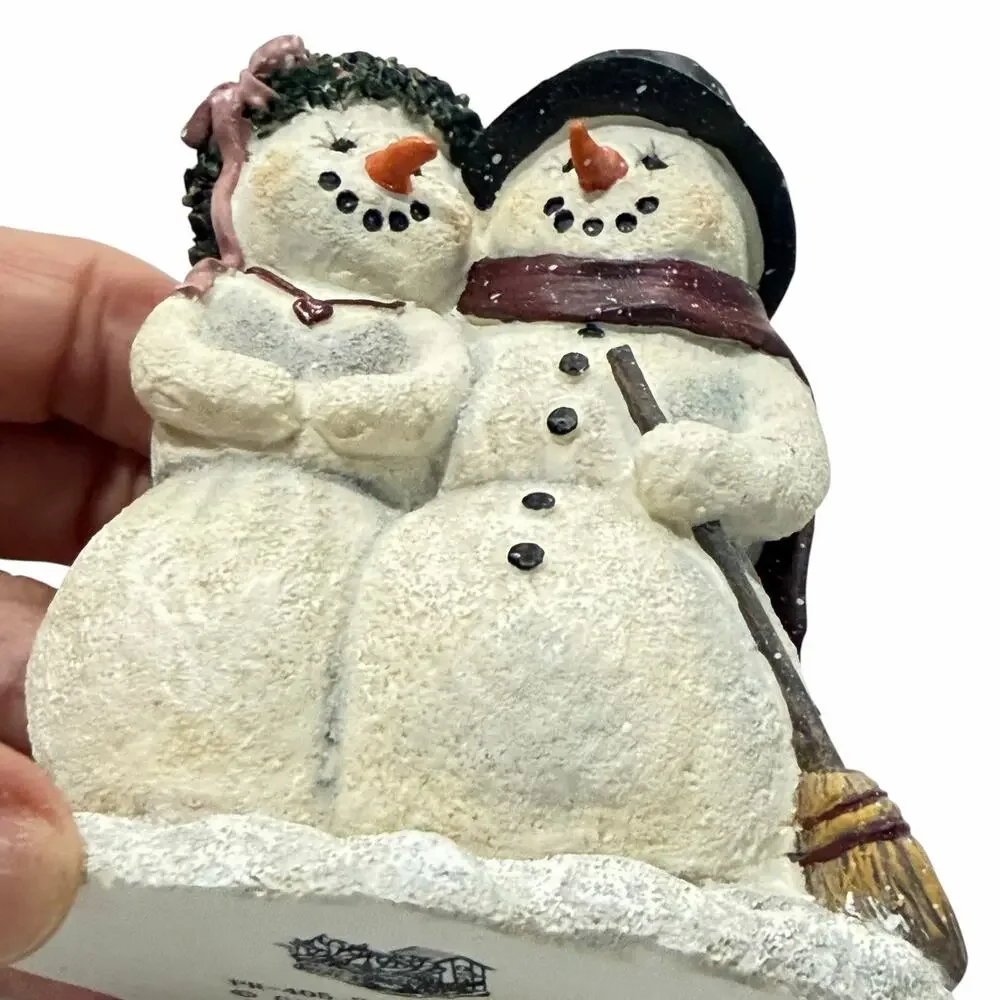 Vintage Snowman Couple Figurine Pat Richter Vintage 2001 PR-405 Holiday Figure